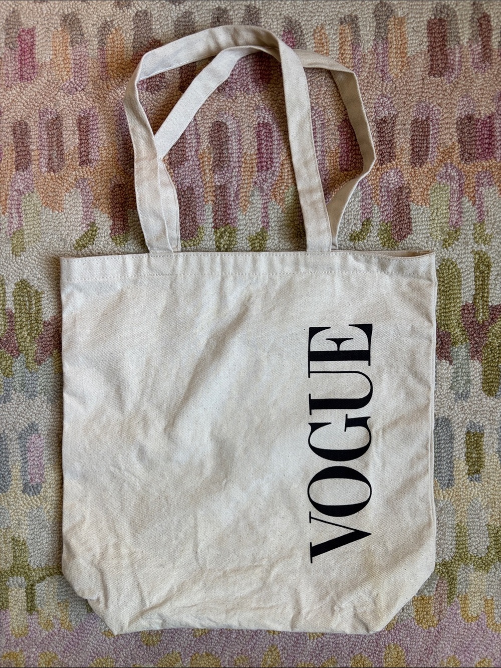 Vogue thick Cotton Canvas Tote Bag EUC Iconic Black VOGUE logo